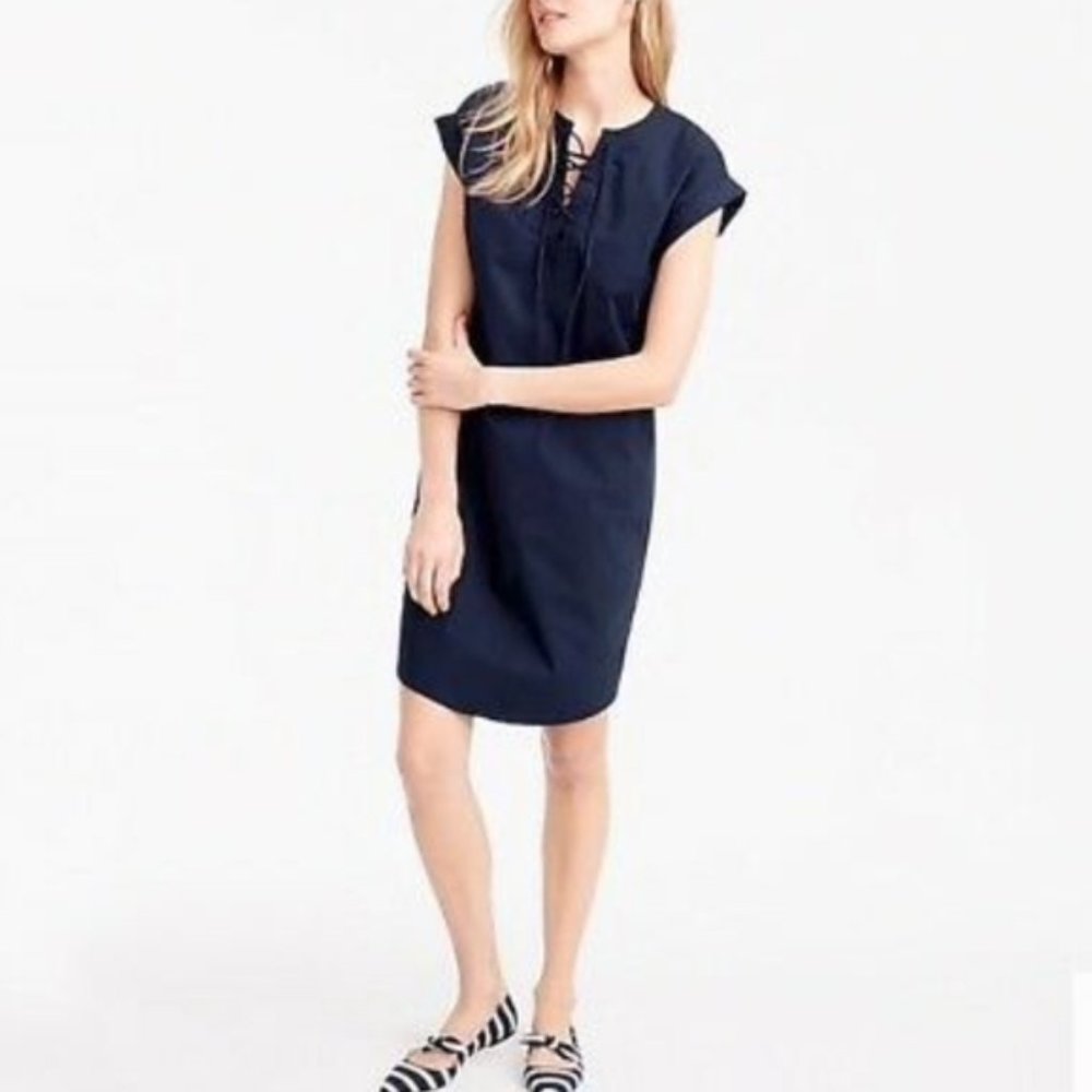 J. Crew Lace-up shirtdress Navy szS